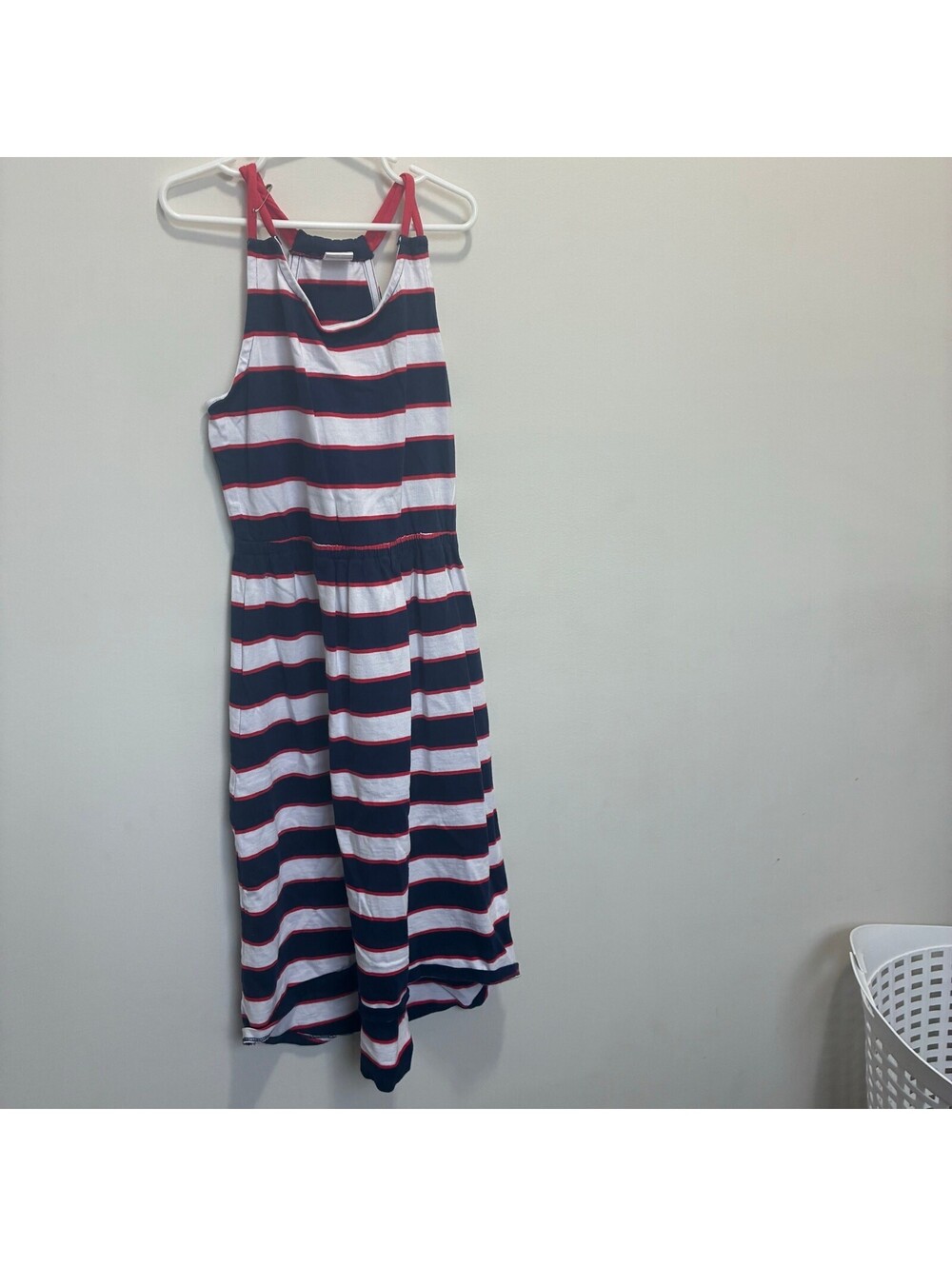 Gymboree Girls Dress Size 12 Red White Blue Striped Knit Racerback